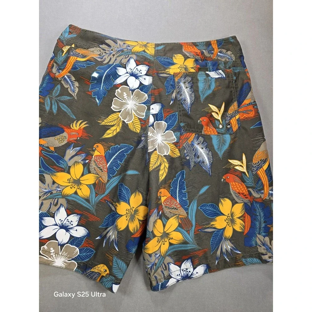 Old Navy Mens Swim Trunks Large Tropical Bird Floral Print‎